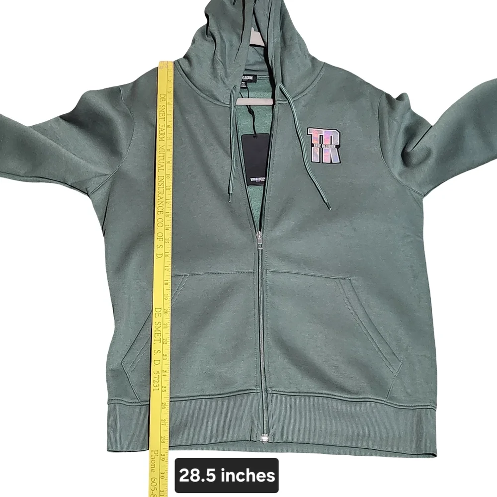 TRUE RELIGION NWT Zip Hoodie Mens Large Green Hip Hop Streetwear Y2K Urban